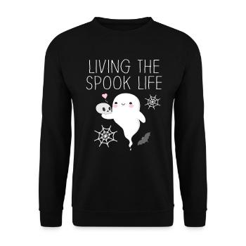 Living The Spook Life Ghost Bait - Unisex Sweatshirt - black - Front - Alina (178cm) & Michal (187cm)
