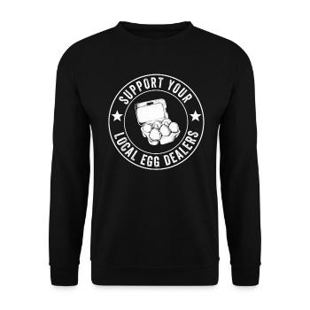 Lokaler Eierhändler Hühnerbesitzer Züchter - Unisex Pullover - Schwarz - Vorne - Alina (178cm) & Michal (187cm)