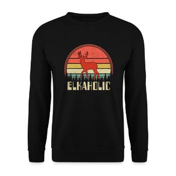 Elchjagd Elkaholische Jäger - Unisex Pullover - Schwarz - Vorne - Alina (178cm) & Michal (187cm)