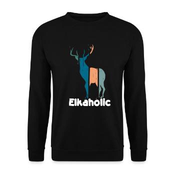 Elchjagd Elkaholische Jäger - Unisex Pullover - Schwarz - Vorne - Alina (178cm) & Michal (187cm)