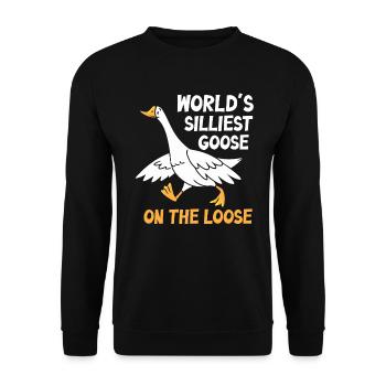 Die dümmste Gans der Welt auf freiem Fuß - Unisex Pullover - Schwarz - Vorne - Alina (178cm) & Michal (187cm)