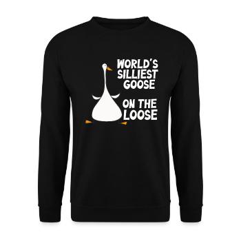 Die dümmste Gans der Welt auf freiem Fuß - Unisex Pullover - Schwarz - Vorne - Alina (178cm) & Michal (187cm)