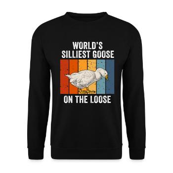 Worlds Silliest Goose On The Loose - Unisex Sweatshirt - black - Front - Alina (178cm) & Michal (187cm)