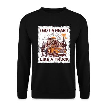 Ich habe ein Herz wie ein Truck - Unisex Pullover - Schwarz - Vorne - Alina (178cm) & Michal (187cm)