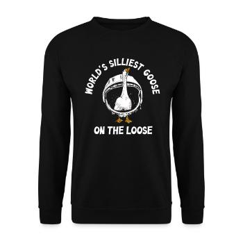 Die dümmste Gans der Welt auf freiem Fuß - Unisex Pullover - Schwarz - Vorne - Alina (178cm) & Michal (187cm)