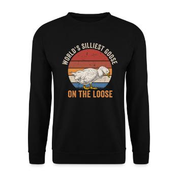 Worlds Silliest Goose On The Loose - Unisex Sweatshirt - black - Front - Alina (178cm) & Michal (187cm)