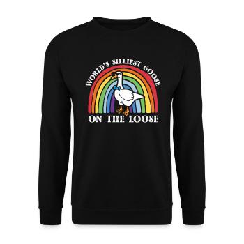 Worlds Silliest Goose On The Loose - Unisex Sweatshirt - black - Front - Alina (178cm) & Michal (187cm)