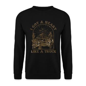 Ich habe ein Herz wie ein Truck - Unisex Pullover - Schwarz - Vorne - Alina (178cm) & Michal (187cm)