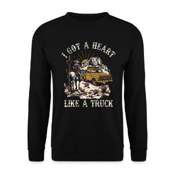 Ich habe ein Herz wie ein Truck - Unisex Pullover - Schwarz - Vorne - Alina (178cm) & Michal (187cm)