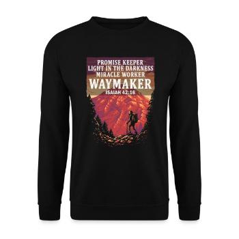 Waymaker Promise Keeper Miracle Worker - Unisex Sweatshirt - black - Front - Alina (178cm) & Michal (187cm)