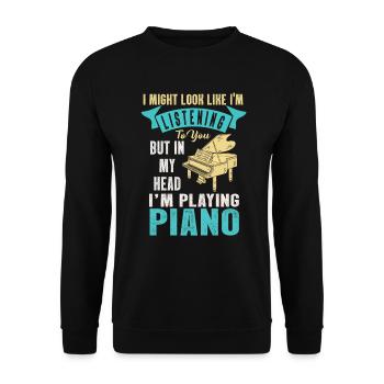 I Might Look Like I Am Listening Piano - Unisex Sweatshirt - black - Front - Alina (178cm) & Michal (187cm)