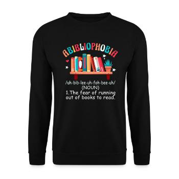 Abibliophobie Rat de bibliothèque Lecture de livres - Sweat-shirt Unisexe - noir - Devant - Alina (178cm) & Michal (187cm)