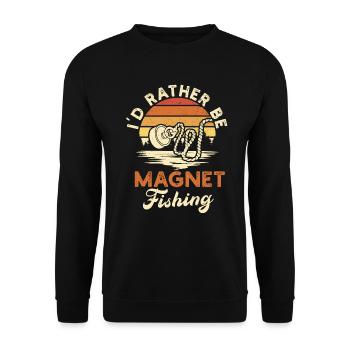 Neodymium Magnet Fishing Magnetic Fisher - Unisex Sweatshirt - black - Front - Alina (178cm) & Michal (187cm)