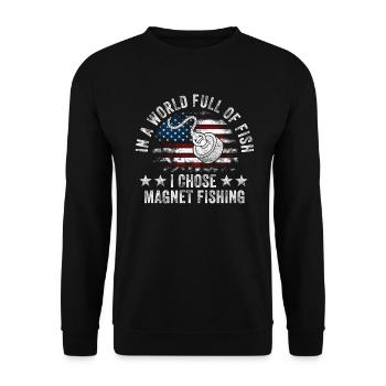 Neodymium Magnet Fishing Magnetic Fisher - Unisex Sweatshirt - black - Front - Alina (178cm) & Michal (187cm)