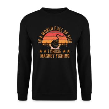 Neodymium Magnet Fishing Magnetic Fisher - Unisex Sweatshirt - black - Front - Alina (178cm) & Michal (187cm)
