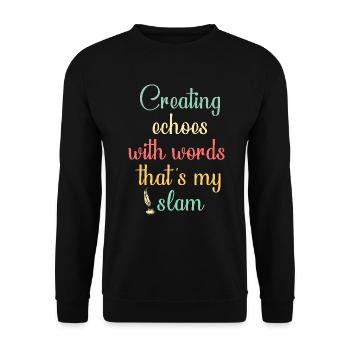 Poetry Slam Schriftsteller Poet Literatur Slam - Unisex Pullover - Schwarz - Vorne - Alina (178cm) & Michal (187cm)