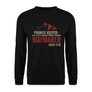 Waymaker Promise Keeper Miracle Worker - Unisex Sweatshirt - black - Front - Alina (178cm) & Michal (187cm)