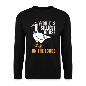Worlds Silliest Goose On The Loose - Unisex Sweatshirt - black - Front - Alina (178cm) & Michal (187cm)