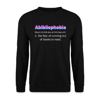 Abibliophobia Bookworm Reading Books - Unisex Sweatshirt - black - Front - Alina (178cm) & Michal (187cm)