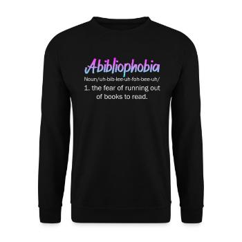 Abibliophobia Bookworm Reading Books - Unisex Sweatshirt - black - Front - Alina (178cm) & Michal (187cm)