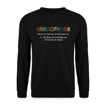 Abibliophobia Bookworm Reading Books - Unisex Sweatshirt - black - Front - Alina (178cm) & Michal (187cm)