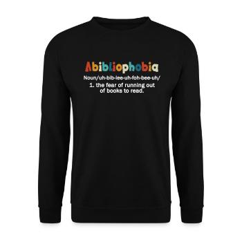 Abibliophobia Bookworm Reading Books - Unisex Sweatshirt - black - Front - Alina (178cm) & Michal (187cm)