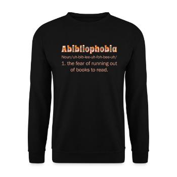 Abibliophobia Bookworm Reading Books - Unisex Sweatshirt - black - Front - Alina (178cm) & Michal (187cm)