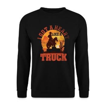 Ich habe ein Herz wie ein Truck - Unisex Pullover - Schwarz - Vorne - Alina (178cm) & Michal (187cm)