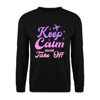 Keep Calm And Take Off Fun Vacation - Unisex Sweatshirt - black - Front - Alina (178cm) & Michal (187cm)