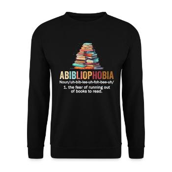 Abibliophobia Bookworm Reading Books - Unisex Sweatshirt - black - Front - Alina (178cm) & Michal (187cm)
