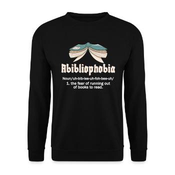 Abibliophobia Bookworm Reading Books - Unisex Sweatshirt - black - Front - Alina (178cm) & Michal (187cm)