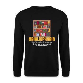 Abibliophobia Bookworm Reading Books - Unisex Sweatshirt - black - Front - Alina (178cm) & Michal (187cm)
