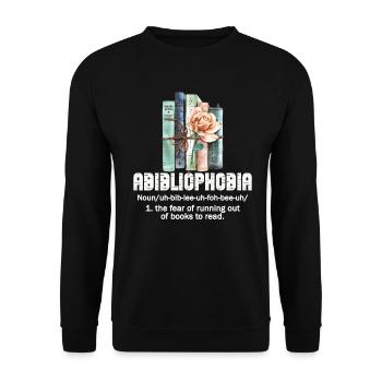 Abibliophobia Bookworm Reading Books - Unisex Sweatshirt - black - Front - Alina (178cm) & Michal (187cm)