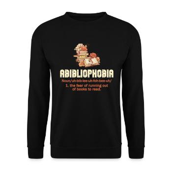 Abibliophobia Bookworm Reading Books - Unisex Sweatshirt - black - Front - Alina (178cm) & Michal (187cm)