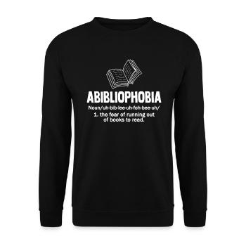 Abibliophobia Bookworm Livres de lecture - Sweat-shirt Unisexe - noir - Devant - Alina (178cm) & Michal (187cm)