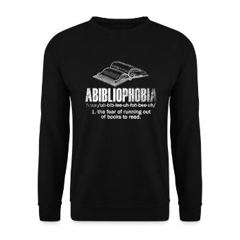 Abibliophobia Bookworm Reading Books - Unisex Sweatshirt - black - Front - Alina (178cm) & Michal (187cm)