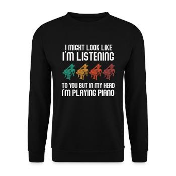 I Might Look Like I Am Listening Piano - Unisex Sweatshirt - black - Front - Alina (178cm) & Michal (187cm)
