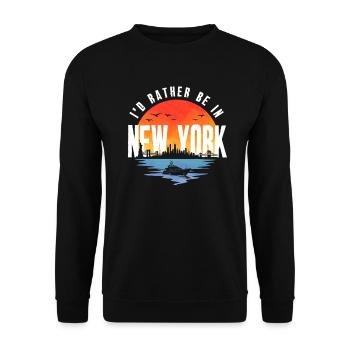 I'd Rather Be In New York Skyline Sunset - Unisex Sweatshirt - black - Front - Alina (178cm) & Michal (187cm)