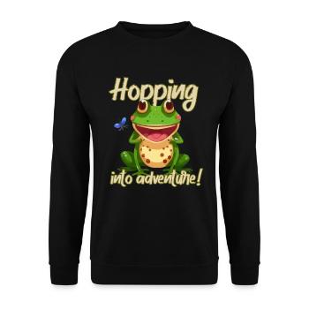 Hopping Into Adventure Frogs Nature Joy - Unisex Sweatshirt - black - Front - Alina (178cm) & Michal (187cm)