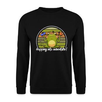 Hopping Into Adventure Frogs Nature Joy - Unisex Sweatshirt - black - Front - Alina (178cm) & Michal (187cm)