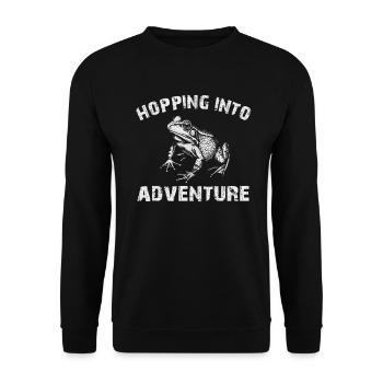 Hopping Into Adventure Frogs Nature Joy - Unisex Sweatshirt - black - Front - Alina (178cm) & Michal (187cm)
