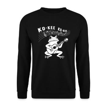 Ko-Kee Frog spielt Gitarre Melodie - Unisex Pullover - Schwarz - Vorne - Alina (178cm) & Michal (187cm)