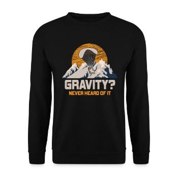 Lustiges Paramotor Gravitations-Meme - Unisex Pullover - Schwarz - Vorne - Alina (178cm) & Michal (187cm)
