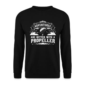 Adventures Are Better With A Propeller - Unisex Sweatshirt - black - Front - Alina (178cm) & Michal (187cm)