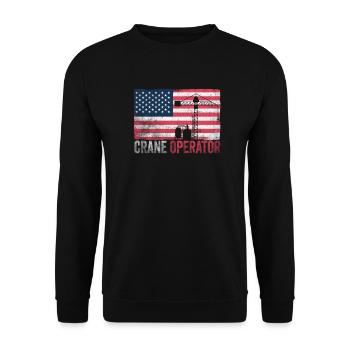 Fierté de l’opérateur de grue drapeau américain - Sweat-shirt Unisexe - noir - Devant - Alina (178cm) & Michal (187cm)