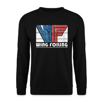 Vintage Wing Foiling Adventure Graphic - Unisex Sweatshirt - black - Front - Alina (178cm) & Michal (187cm)