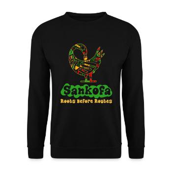 Sankofa Symbol Adinkra Ghana Schwarz - Unisex Pullover - Schwarz - Vorne - Alina (178cm) & Michal (187cm)