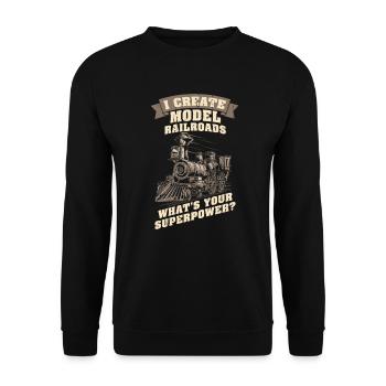 I Create Model Railroads Superpower - Unisex Sweatshirt - black - Front - Alina (178cm) & Michal (187cm)