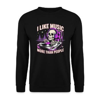 I Like Music More Than People Skeleton - Unisex Sweatshirt - black - Front - Alina (178cm) & Michal (187cm)