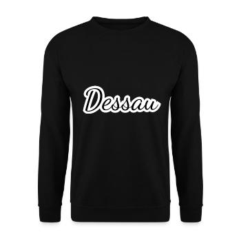 Dessau - Textdesign mit Stadtnamen - Unisex Pullover - Schwarz - Vorne - Alina (178cm) & Michal (187cm)